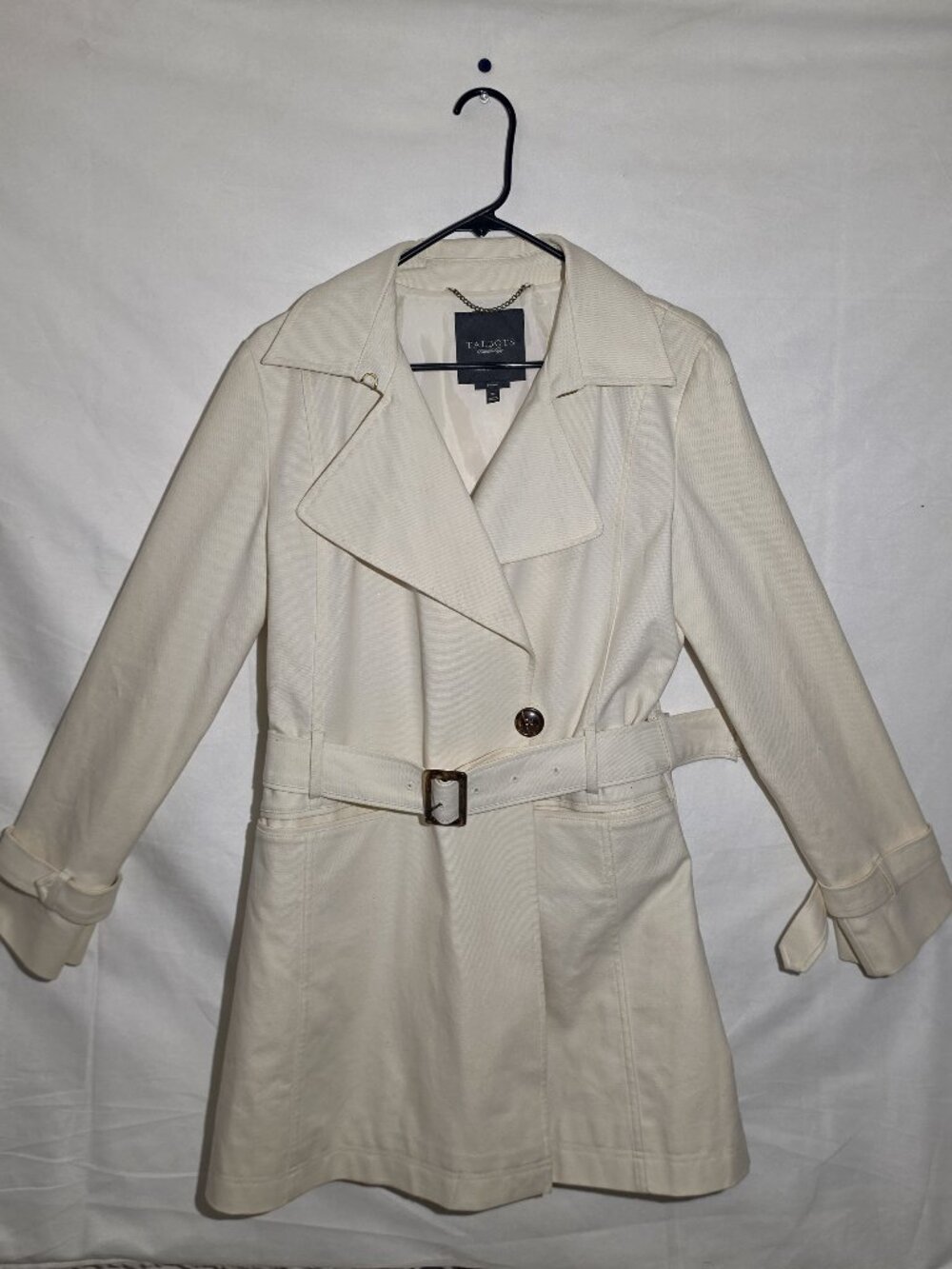Talbots Women's Belted Trenchcoat Jacket Ivory Beige Size LARGE